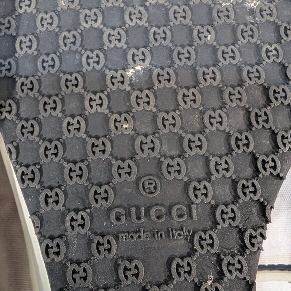 Gucci Women's White Sylvie Web Accent Leather T-Strap Sandals - Picture 8 of 9